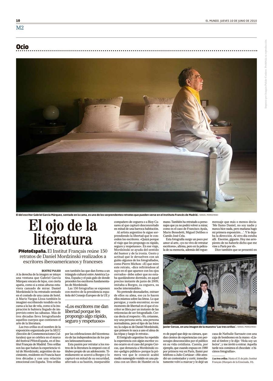 Artículo El ojo de la literatura, sobre PHotoEspaña y Daniel Mordzinski